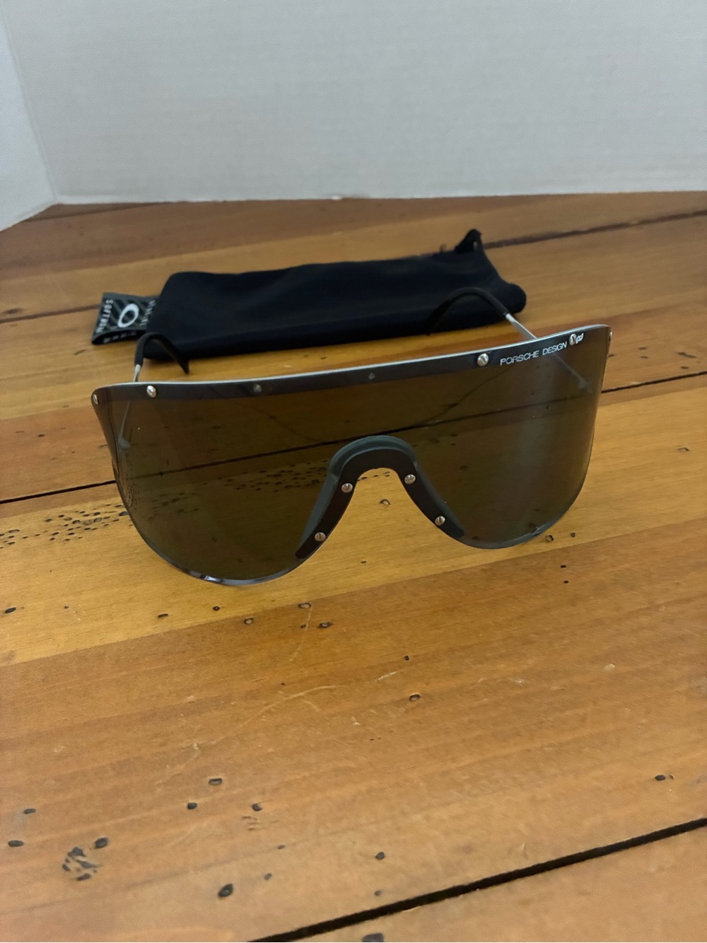 Porsche Design Shield Sunglasses with Silver Accents